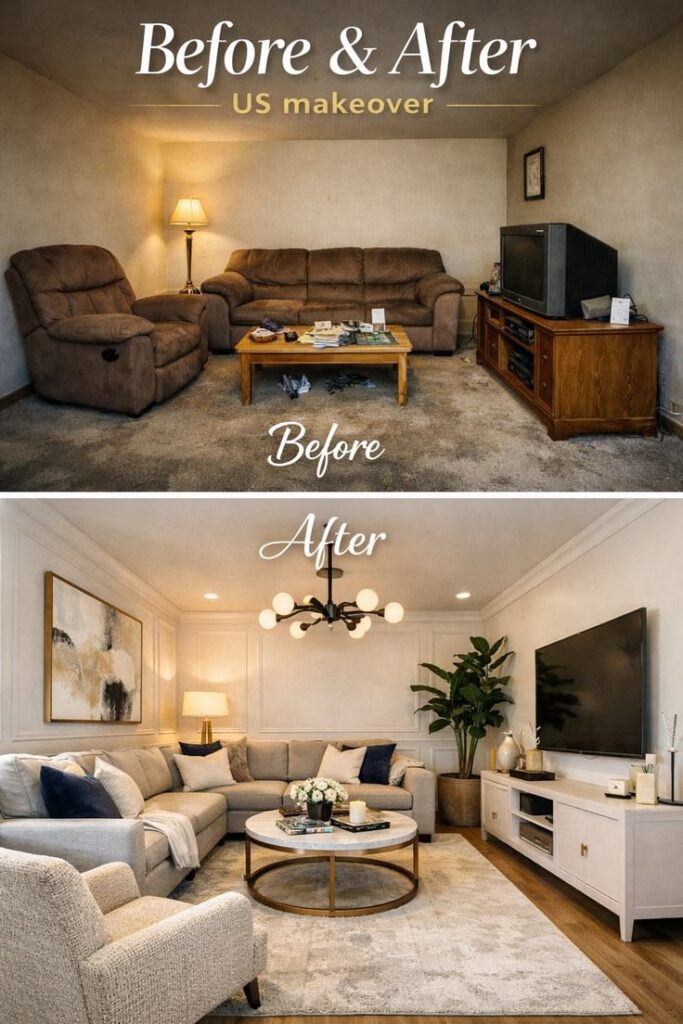 befor and after of modren style living room